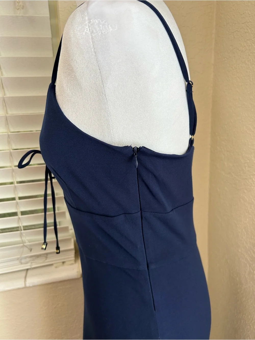 Michael Kors Navy Lace-Up Spaghetti Strap Dress